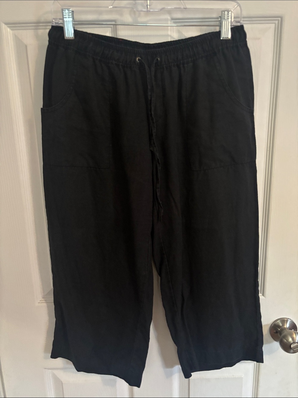 Merona 100% Linen Black Women's Linen Cropped Drawstring Capris